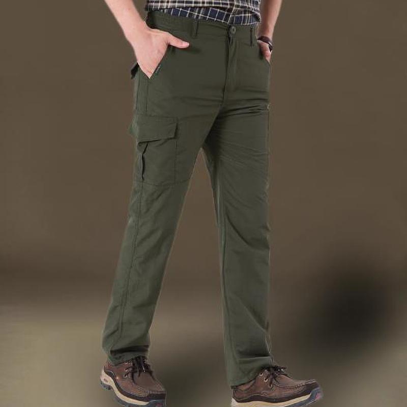 Outdoor Work Pants Men Winter Casual Cargo Trousers Waterproof Fleece Lined Pant Elastic Hiking Traveling Workwear