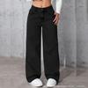 Women High Waist Straight Leg Jeans Casual Loose Fit Wide Leg Denim Pants Floor Length Trousers with Pockets and Belt Loops