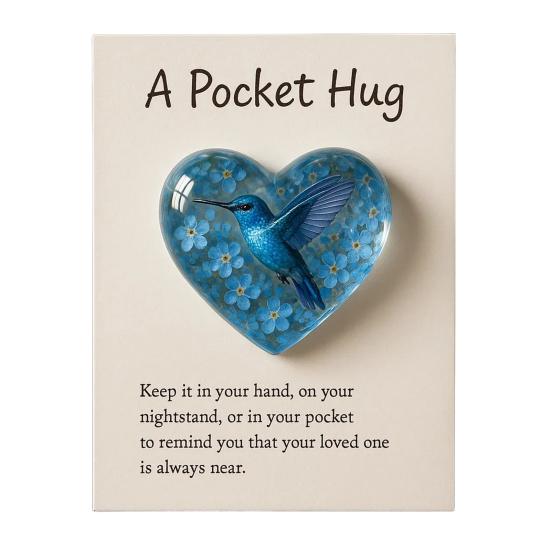 Pocket Hug Hummingbird Mini Pocket Hug Heart Cute Hummingbird Ornament with Encouragement Card Keepsake