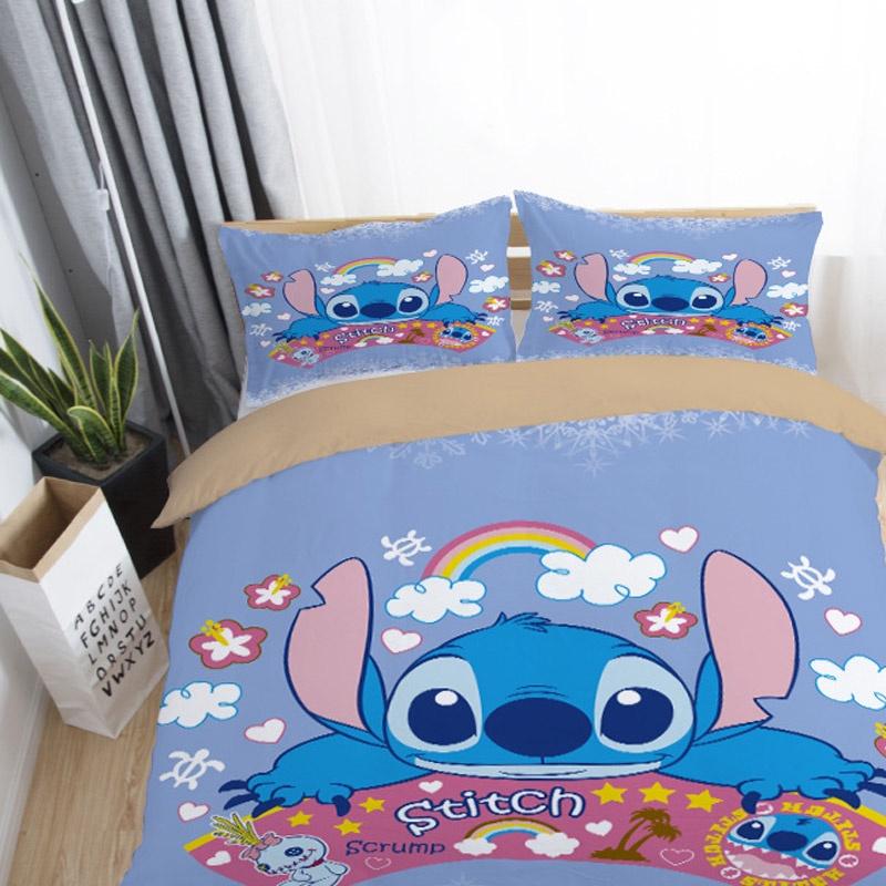 Luxurious 3d Cartoon Stitch Anime Bedding Set With Comforter Cover And Pillowcase