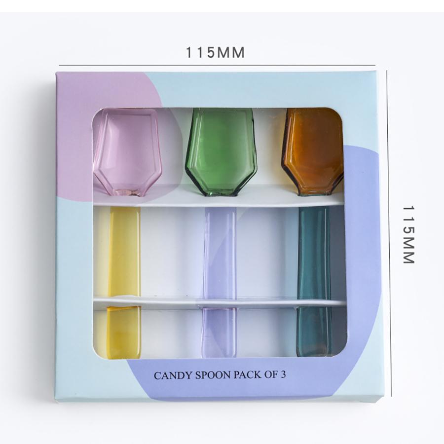 

Набор цветных стеклянных ложек 3 штуки термостойкие кофейные ложки десертные ложки для мороженого салата с ручкой кофейная ложка для супа