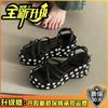 Platform Slippers 2025 Summer New European and American 2025 Black Woven Hemp Rope Fashion Women's Wedge Slippers