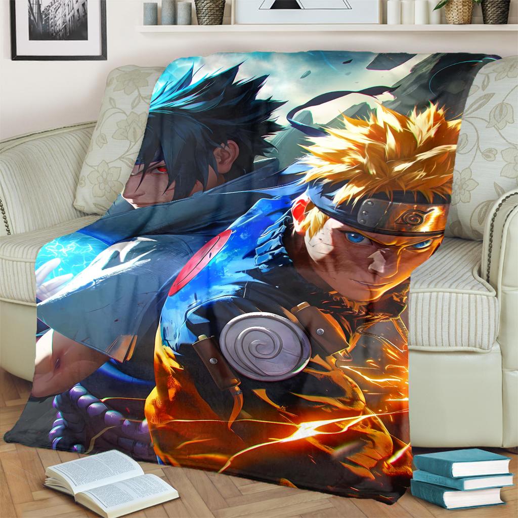 Anime-Naruto Print Blanket Warm Comfortable Flannel Blanket for Bedrooms, Sofas, Beds, Chairs, Picnics, Travel -LXR79