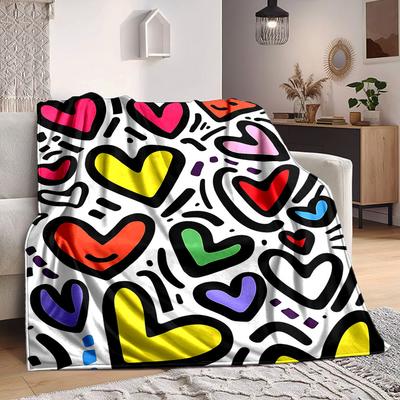 1pc Colorful Hearts Blanket Warm,Perfect for Camping And Travel, Making It a Great Gift for Any Season Yy250904180