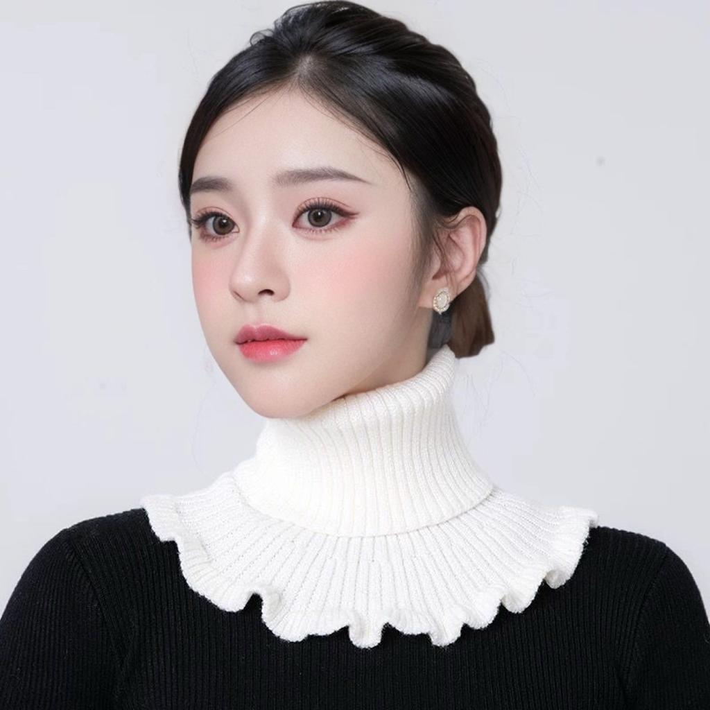 Wool Fake Collar Cervical Support Solid Knit Lapel Scarf Warm Versatile Neck Cover Fashion Minimalist High Neck Women