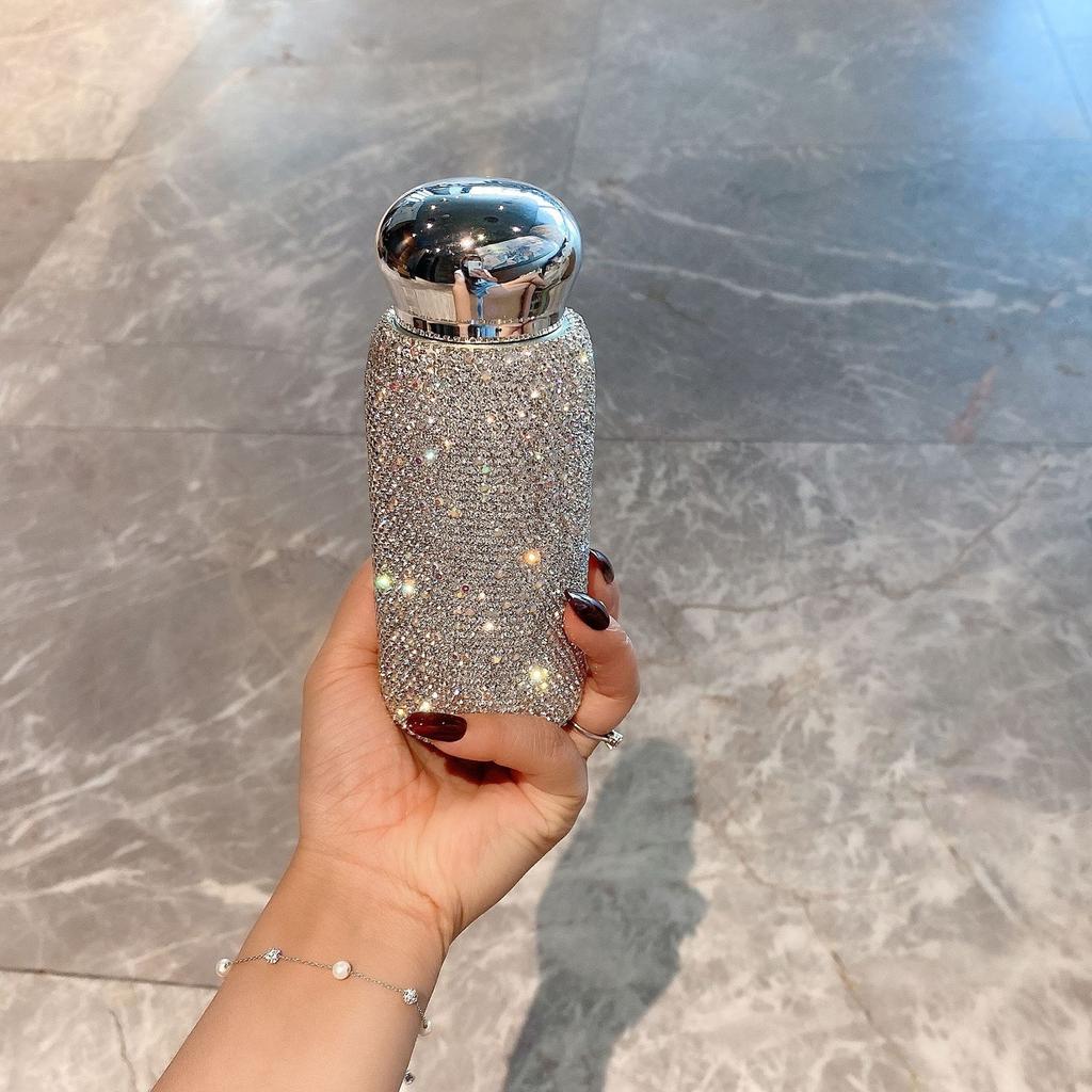 Tazza Termica Portatile in Acciaio Inossidabile con Strass Bling