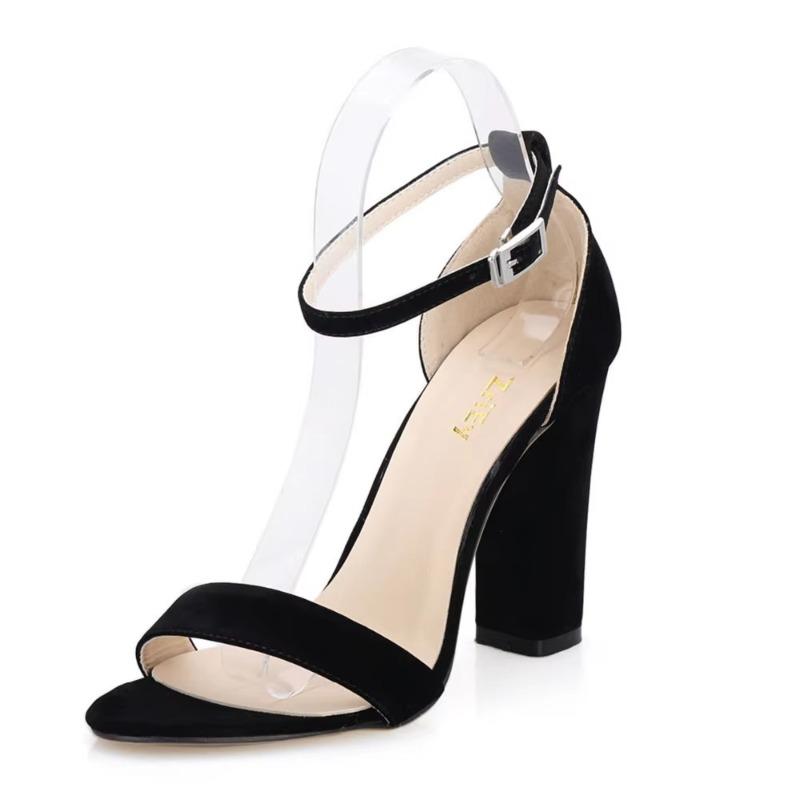 Newest Women Pumps Open Toe Sexy Ankle Straps High Heels Shoes Summer Ladies Bridal Suede Thick Heel Sandals