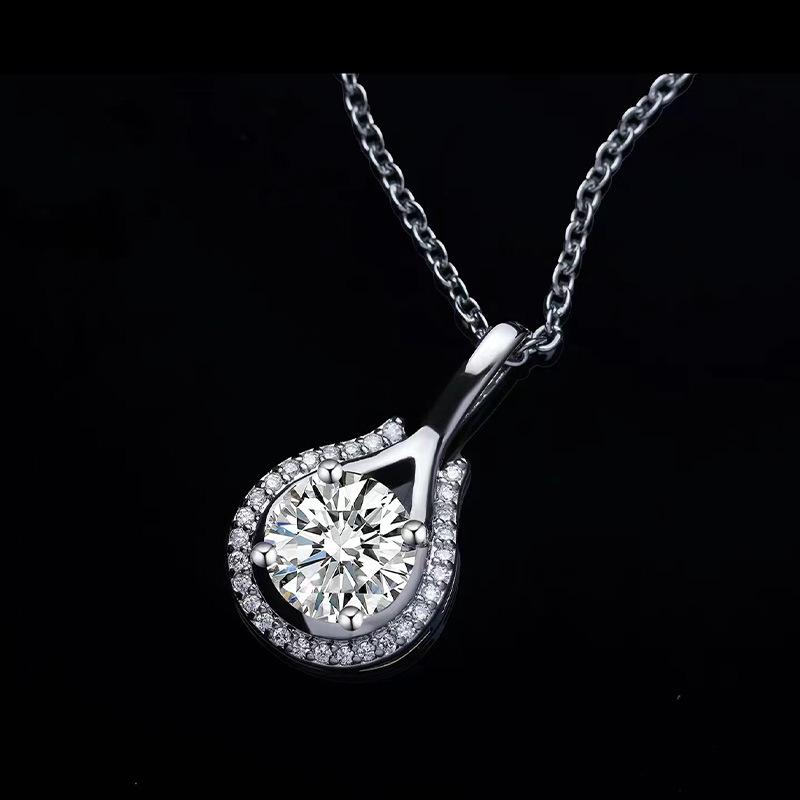 Sterling Silver S925 Water Drop Zircon Necklace Women's Fashion All-Match Jewelry