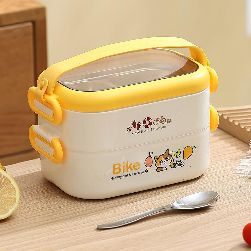 Doppellagige isolierte Lunchbox für Damen: Kompakter Edelstahl-Mahlzeitbehälter zum Abnehmen, ideal für Studenten & Berufstätige