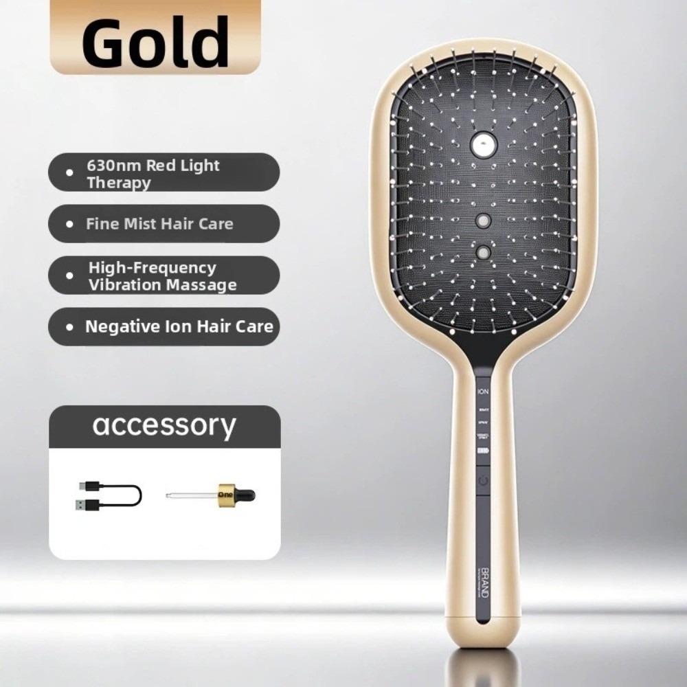 Anti-Frizz Electric Spray Hair Brush Multi-Function 2-In-1 Misting Hair Brush Household золотой