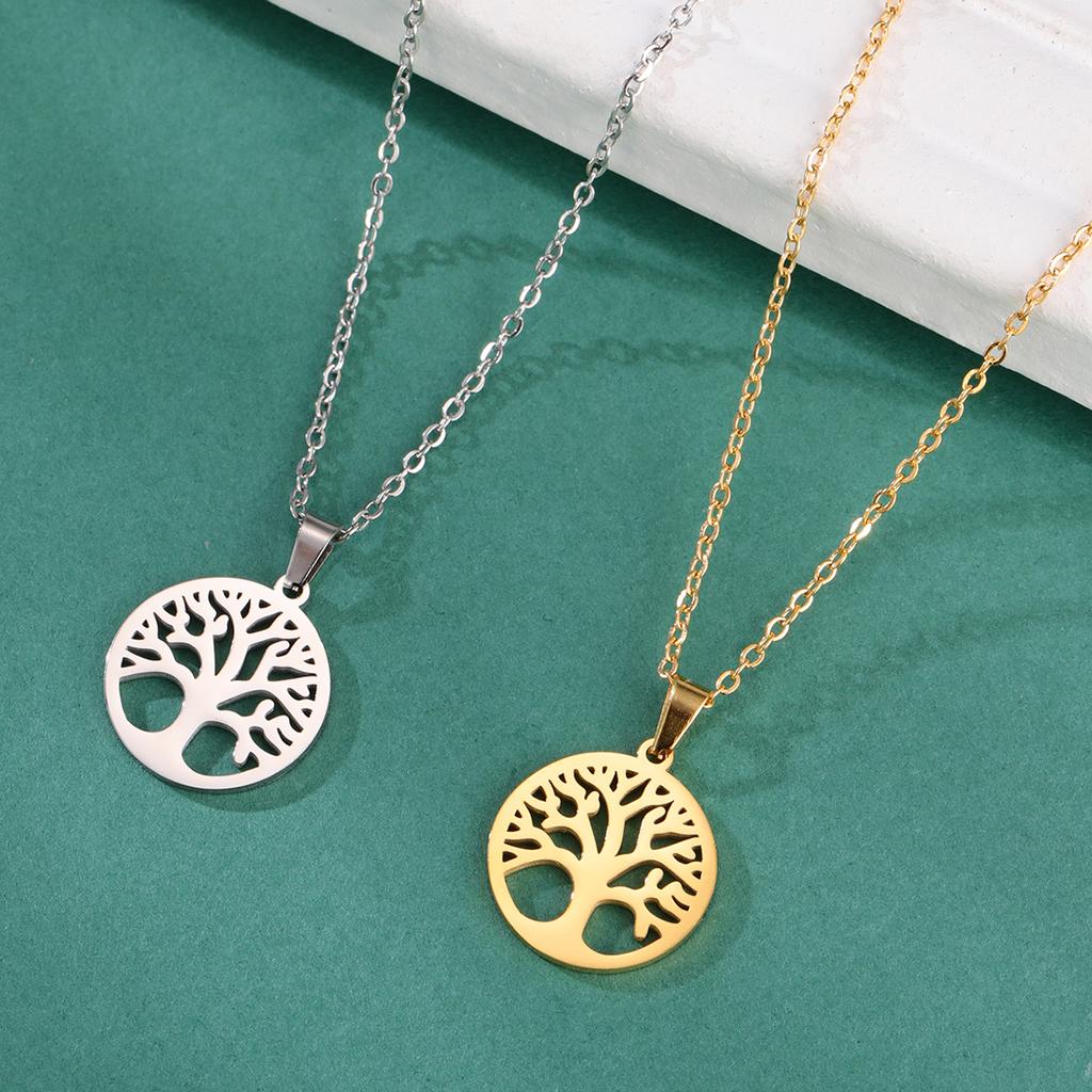 LIKGREAT Tree of Life Men Necklace Stainless Steel Talisman Amulet Choker Chain Necklaces Vintage Jewelry Gift