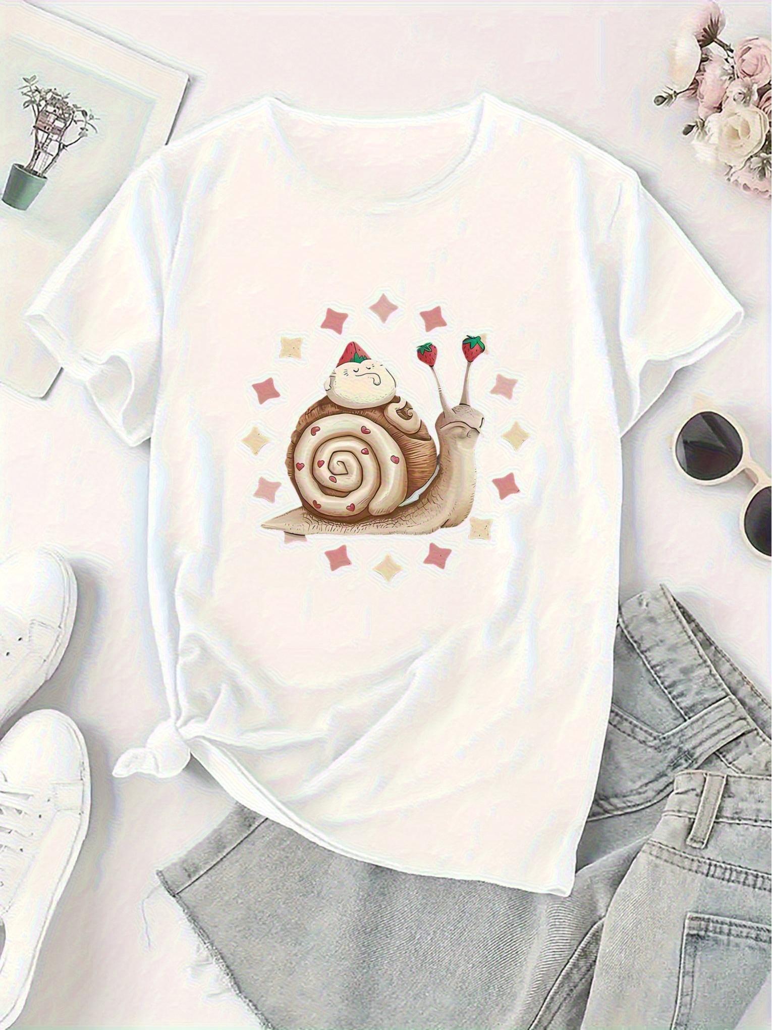 

Cute strawberry snail and Christmas hat design shiny geometric pattern Christmas T-shirt S
