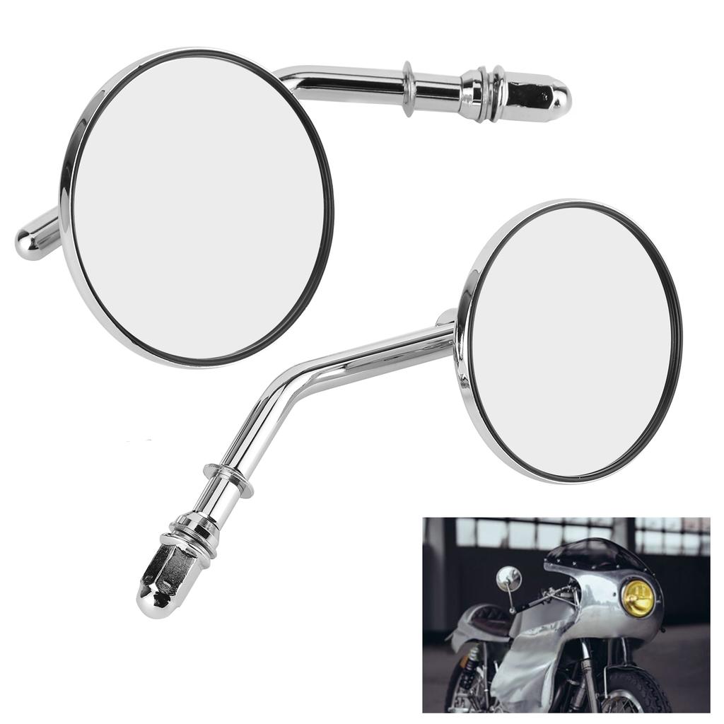 2pcs Motorcycle Handlebar Mirrors Rearview End Bar Foldable Round 360 degrees  Adjustable