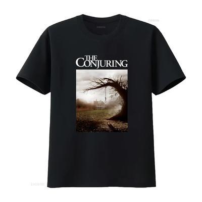 Pnsk Triko mit Motiv des Films The Conjuring Heather Black Reguläre Passform Schnitt Offiziell Horrorfilm Verstaubtes Haus Zvsn