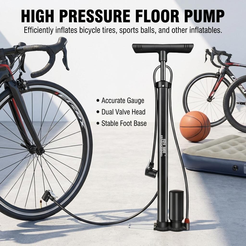 Portable High-Pressure Hand Pump For Bike Electric Vehicle Basketball Durable And Multi Functional