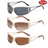 3pcs Fashion Women Punk Metal Frame Sunglasses Y2K Hollowed Out Future Sense Sun Glasses Travel Outdoor Unisex Eyewear UV400