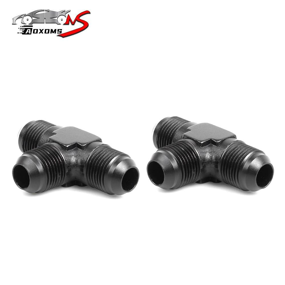 3-Way Tee T-Piece Fitting Adapter AN4 4-AN Male To 2X AN4 4-AN Male BLACK
