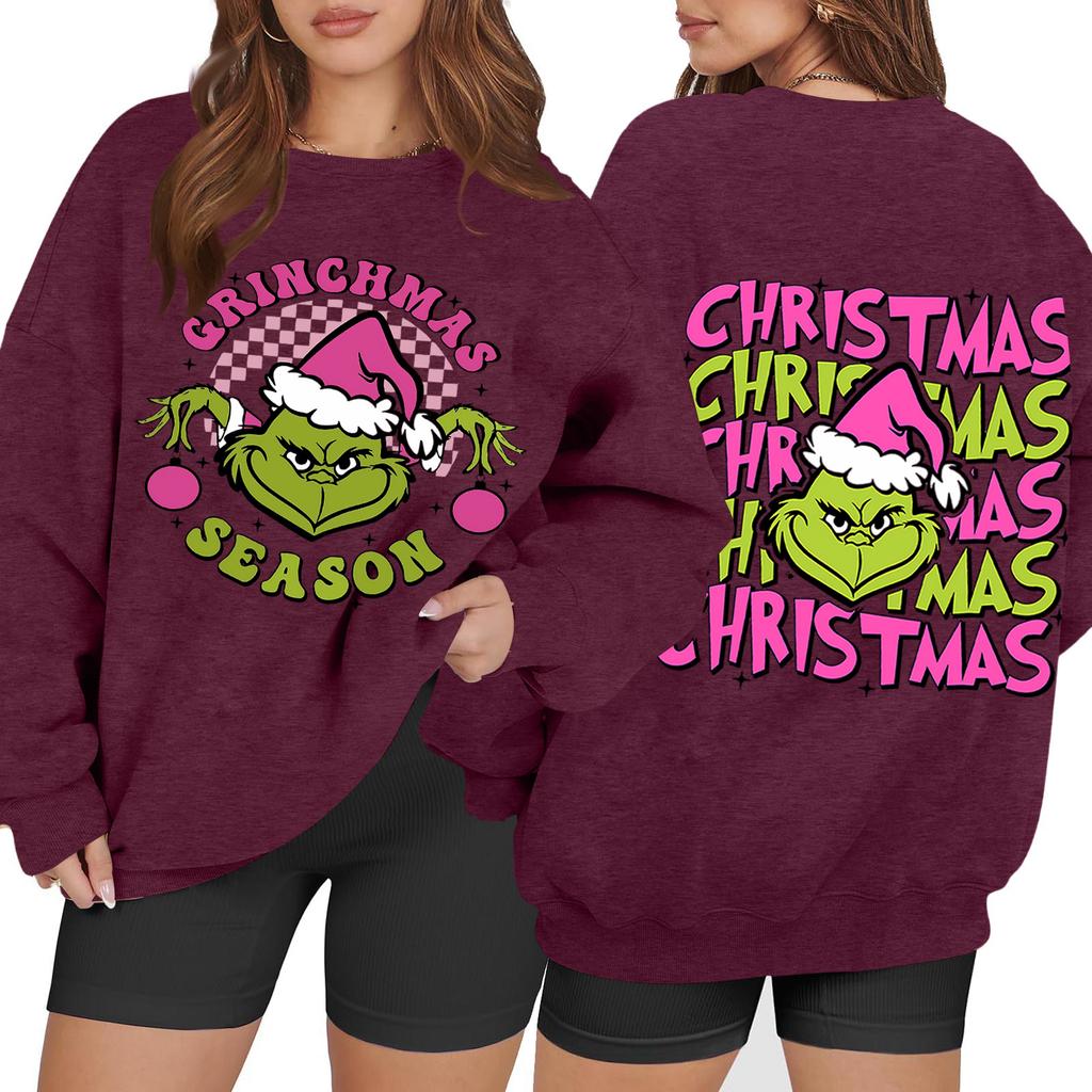 Women's Casual Fashion Long Sleeve Christmas Printed Round Neck Sweatshirt Top