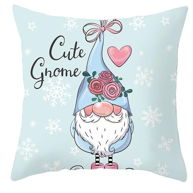 New Christmas Dwarf Pillow Cover Christmas Cute Dwarf Peach Skin Cushion Cover