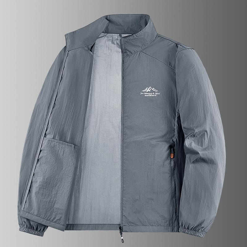 Sunscreen Clothes for Men New Style Middle-aged Men's Summer Fishing Suit Thin Outdoor Men's Stand-up Collar Sportswear