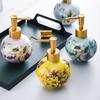 American Painted Flower Ceramic Lotion Bottle Gold Press Soap Dispenser Household Shampoo Water Bottling Bathroom Accessories