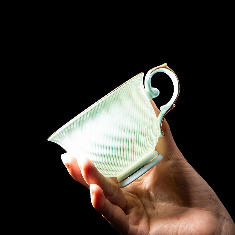 "Light Luxury Premium Sense" Bone China Coffee Cup Set Simple And Fashion Ceramic Flower Tea Cup Saucer Tea Pot Household