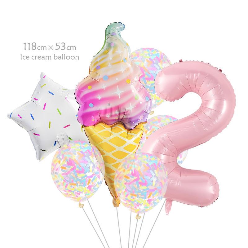 8 Pcs Donut Ice Cream Star Balloon Colorful Paper Confetti Balloon Set for Baby Shower Girl's Donut Birthday Party Decorations