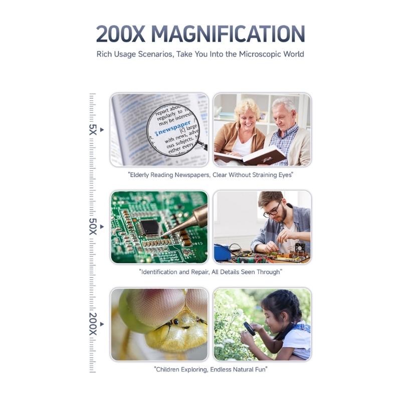 200 Megapixel High Definition Digital Children Microscope Portable Design for Science Education & Outdoor Exploration