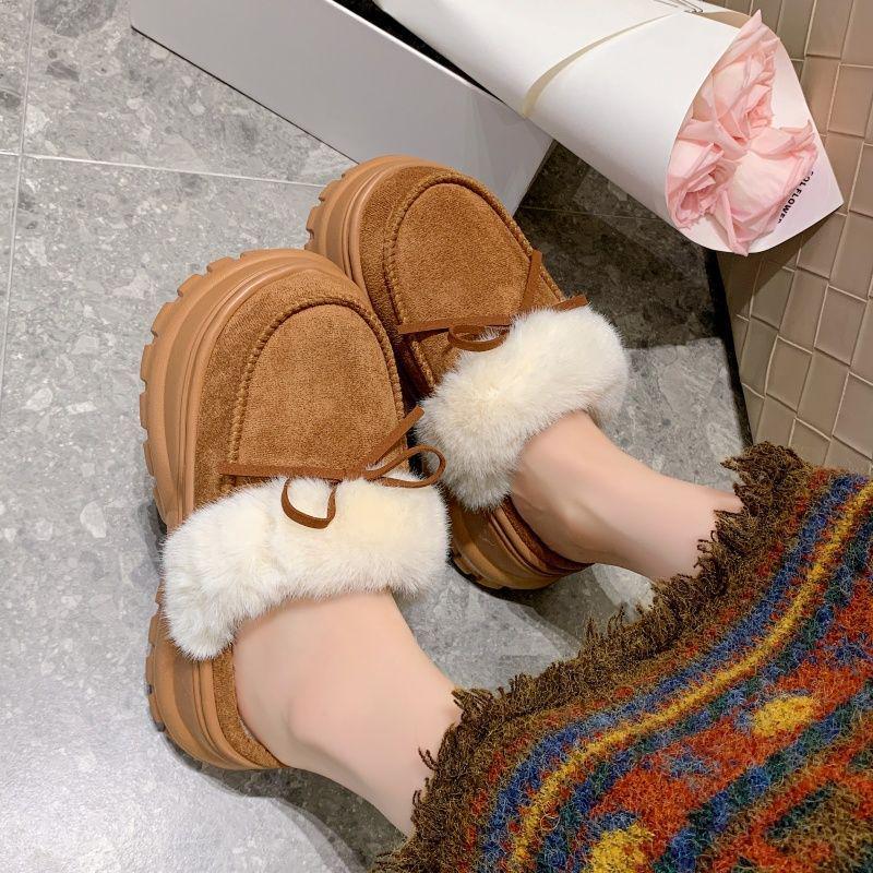 

Women s Ultra-Thick Velvet Furry High-Heeled Cotton Slippers for Autumn & Winter 2025 – Height-Boosting Outdoor Warm Footwear. 38/39 fits 37/38