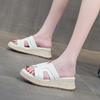 Versatile outer wear holiday style comfortable open-toed sandals new retro straw thick sole one-word fashion sandals