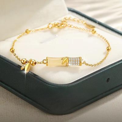 The New Model Has You Bamboo Enough Bamboo Bracelet Women's Light Luxury High-end Jewelry National Style Imitation Hetian Jade Bracelet Jewelry