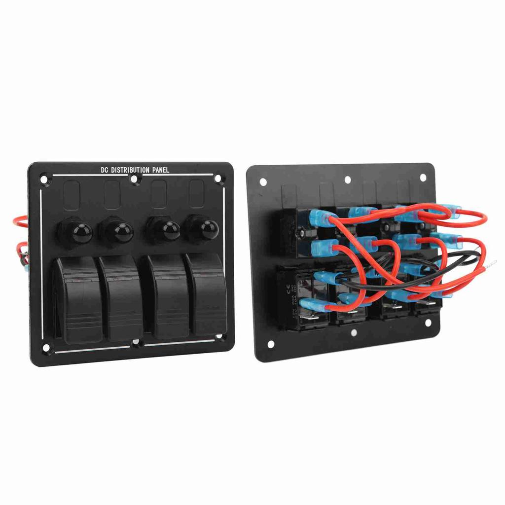 4 Gang Rocker Switch Panel 12‑24V ON Off Toggle Switch Panel IP66 Waterproof with LED Indicator for 