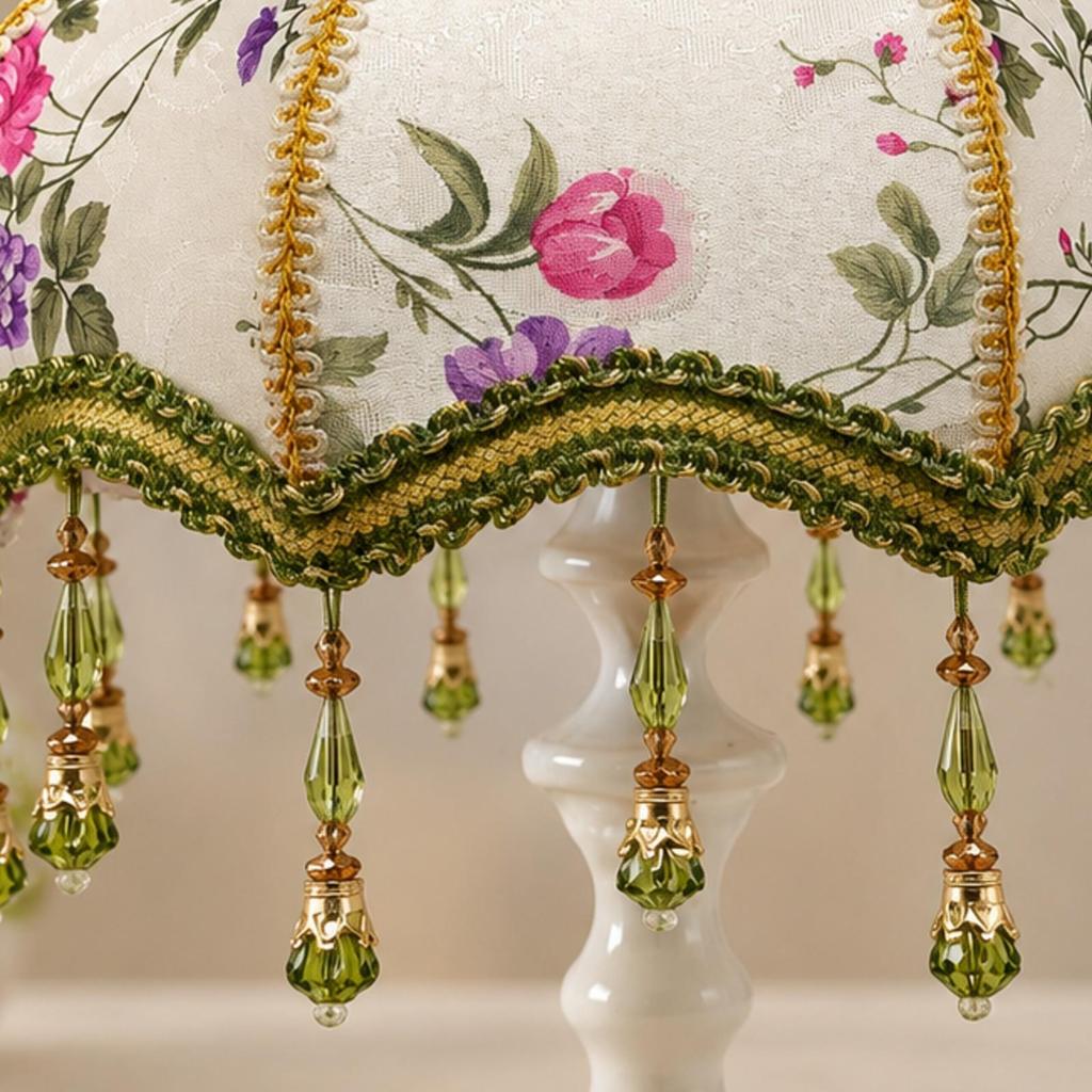 Lampshade with Bead Fringe Boho for Living Room, Cottage Decor