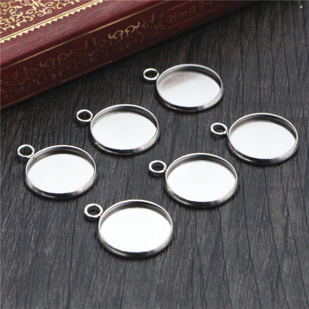 

20pcs 14mm Inner Size No Fade Stainless Steel Pendant Cameo Cabochon Blank Base Settings DIY Jewelry Making Accessories Findings
