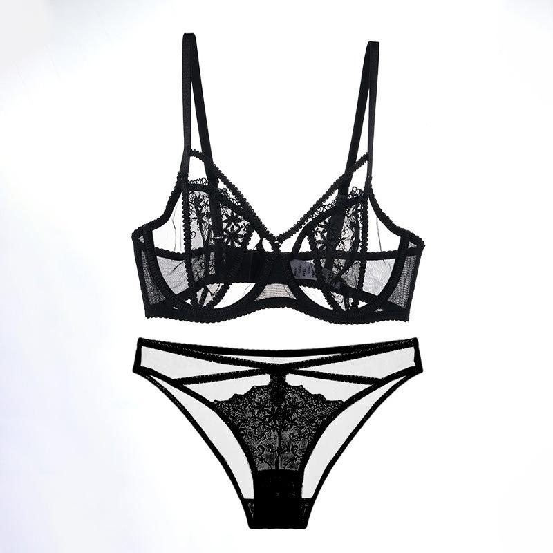 Lace Ultra-thin Bra, French Underwear, Women's Big Breasts Show Small Breasts, Breasts Gather Pure Desire, Sexy Transparent Bra