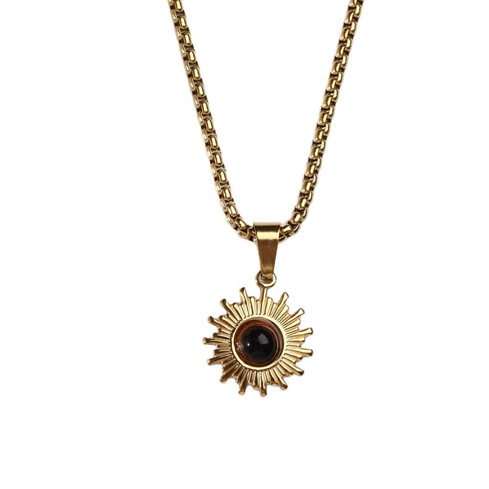Men's Sunflower Titanium Necklace - Trendy, High-End, Versatile Accessory with American Style