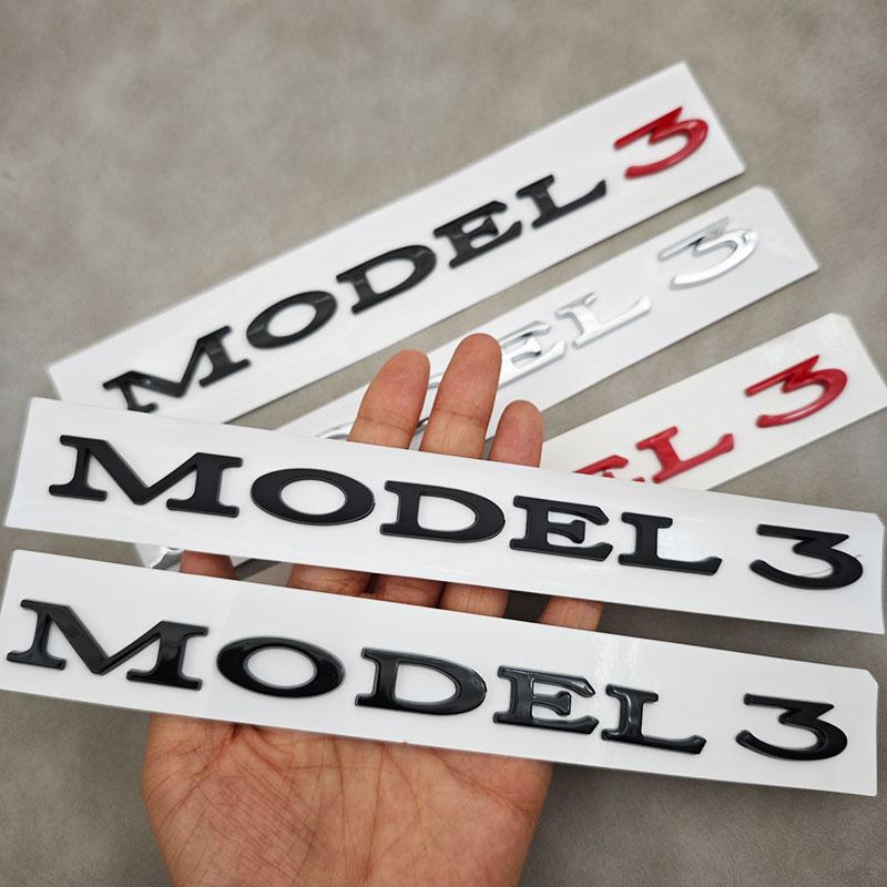 3D ABS Letters Model 3 Logo Chrome Black Red Badge Car Rear Trunk Stickers For Tesla Model 3 Auto Decoration Decals Accessories
