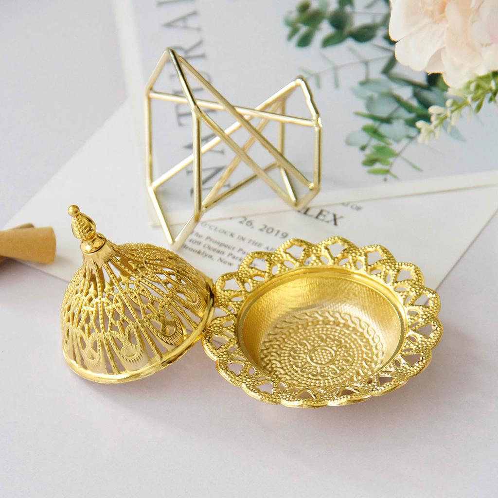 Gold Incense Burner Exquisite Rust Prevention Metal Vintage Incense Burner for Home Decoration Bedroom