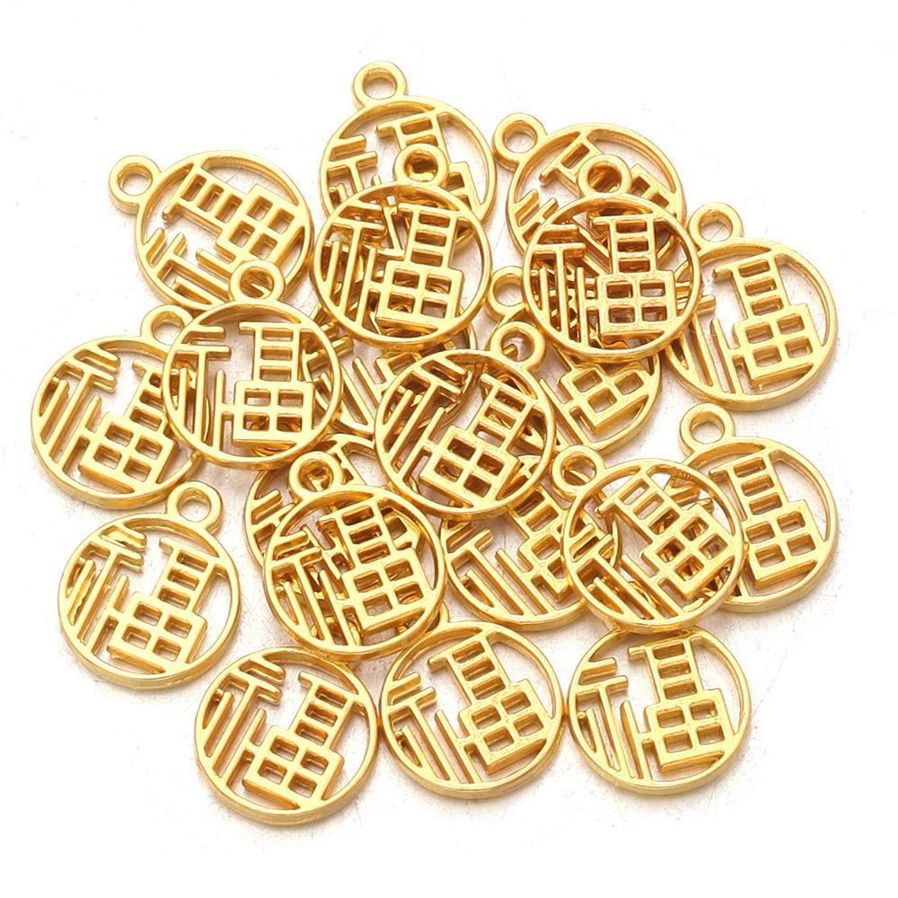 20-50 шт. Сплав Талисманы Удачи Счастливый Китайский Иероглиф Подвеска Для DIY Изготовления Украшений Новогодний Браслет-Благословение Декор Ожерелья