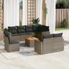 Vidaxl 9-Cz. Garden Furniture Set With Cushions, Grey, Poly Rattan