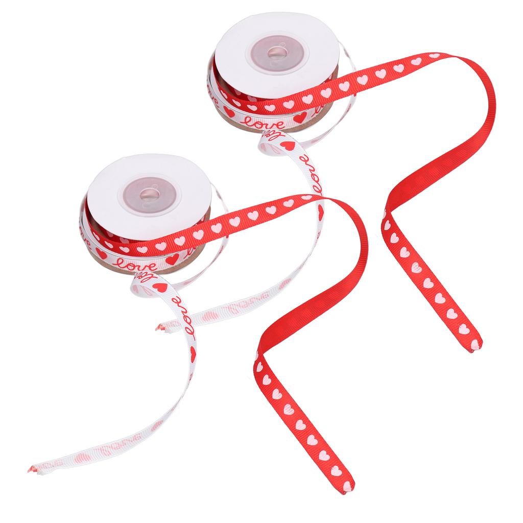 4 Rolls Heart Printed Fabric Ribbons Delicate Patterns Valentine"s Day Ribbons for Wedding