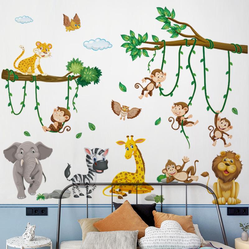 Removable Cartoon Animal Wall Stickers for Kids' Rooms – Perfect for Bedrooms, Living Rooms, Party Decorations, Doors, and Windows.