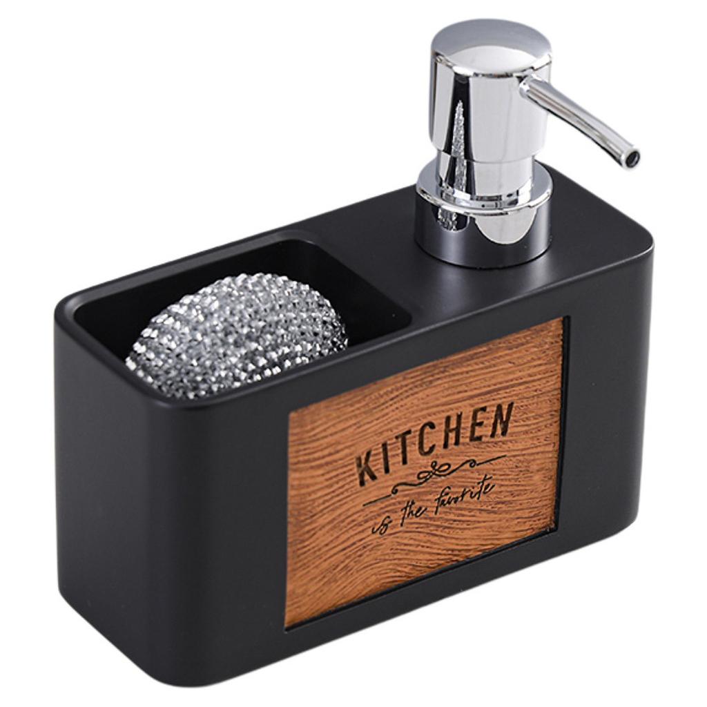 Mercury - Free Resin Soap Dispenser with Scouring Pad Kitchen Dishwashing Liquid Press Bathroom Hand Soap Dispenser