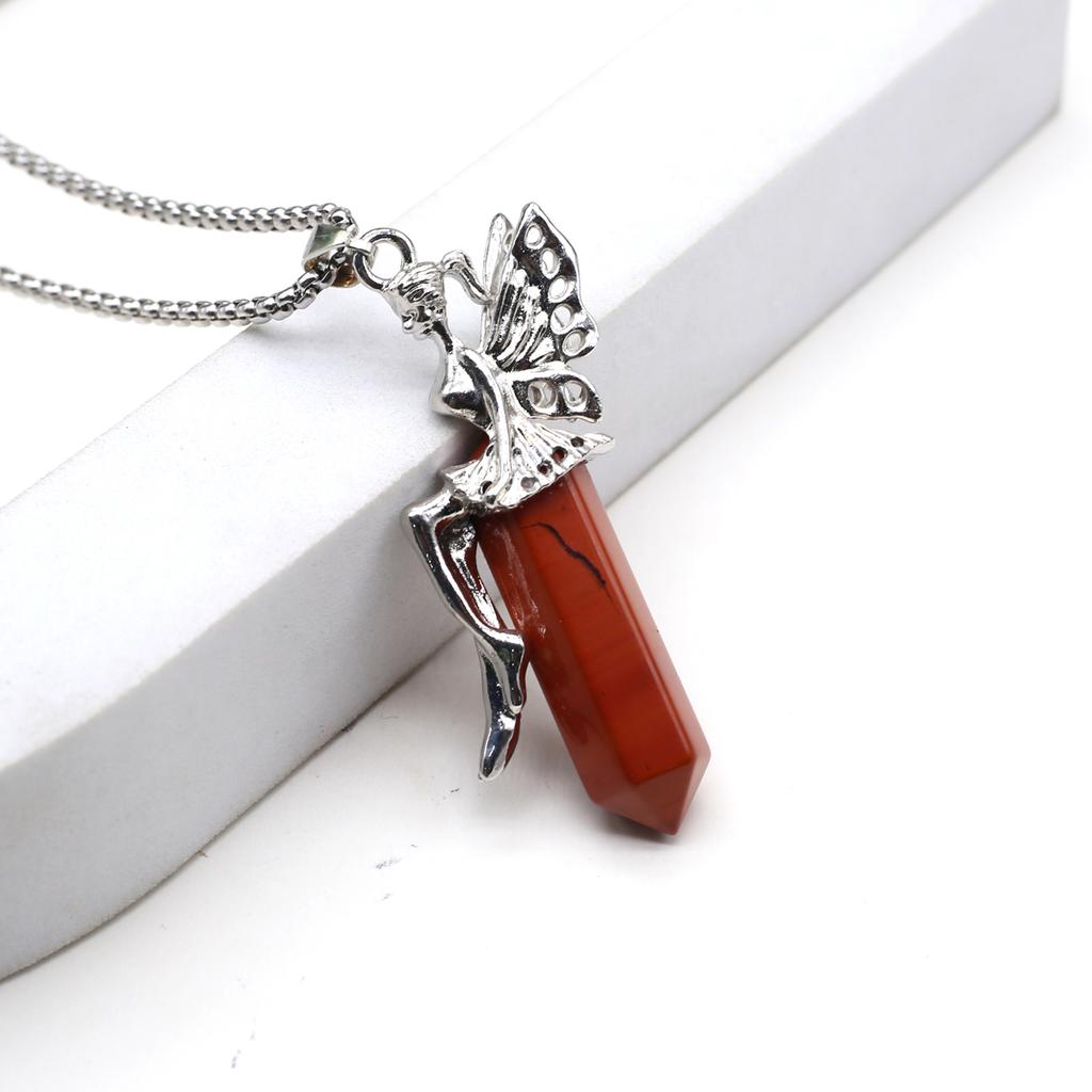 Women Necklace Natural Stone Opal/Turquoise Necklace Hexagonal Pyramid Pendant For Women Birthday Gift Chain 60 CM