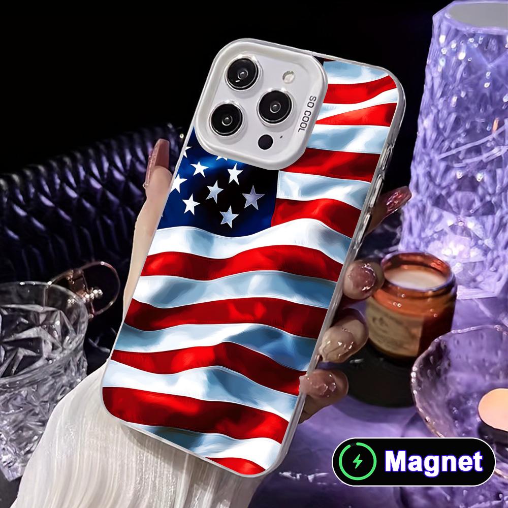 USA America Flag White Translucent MagSafe Mobile Phone Case for iPhone 17 16 15 14 13 12 11 X XR XS Air Pro Max Plus Cover