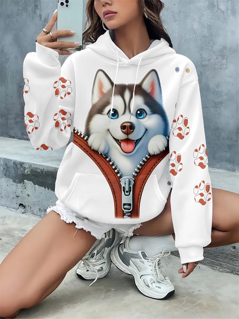 3D digital print long sleeve fashion women's clothing Santa Claus women's hoodie fashionable casual red Christmas hoodie with hood long sleeves