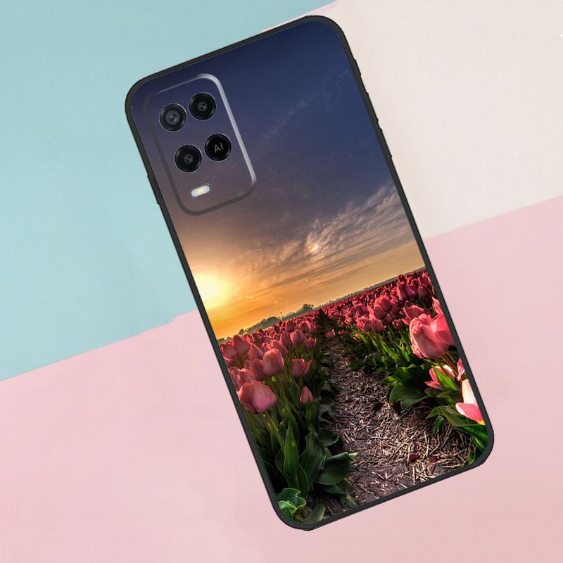 Spring Tulips Flower For Oppo A16 A76 A96 A15 A80 A60 A40 A94 A54 A98 A78 A18 A38 A58 A17 A77 A74 A57S Phone Case