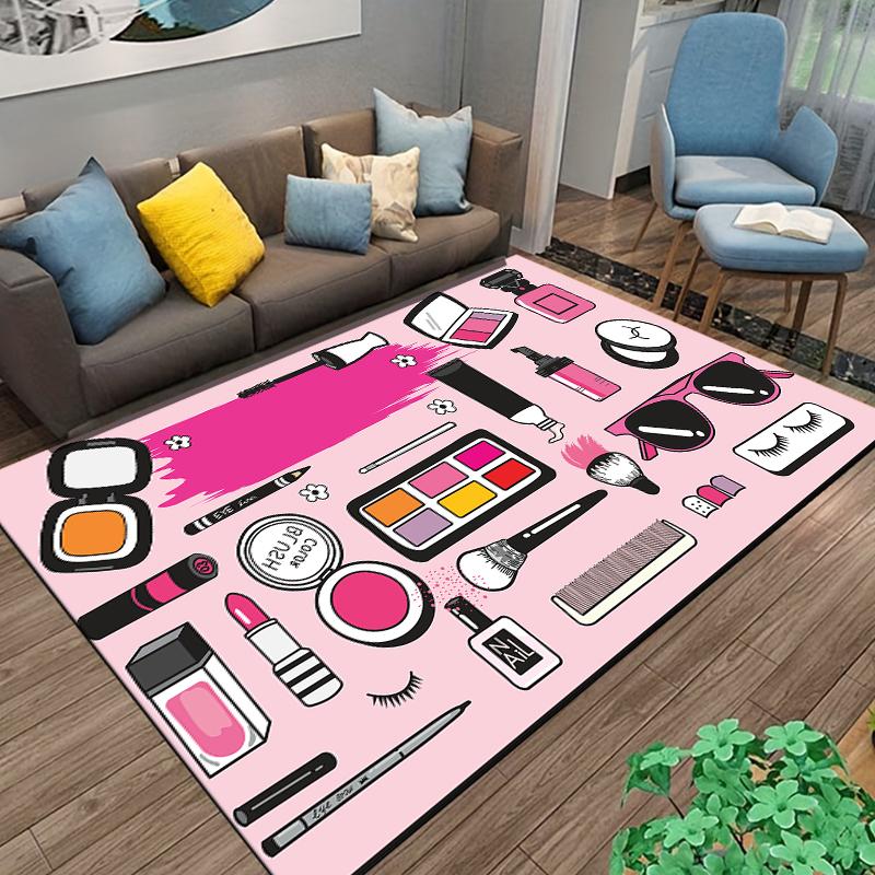 15 Sizes Hand painted makeup and cosmetics  Room Rug Street Fashion Carpet for Bedroom Living Room Floor Mat Home Decor Non-Slip