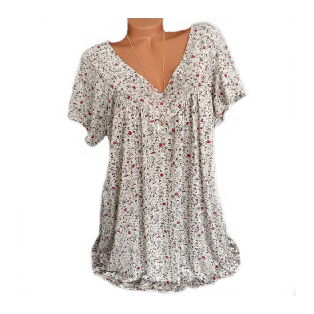 Women T-shirt V Neck Short Sleeve Top Printed Casual Summer T Shirt