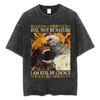 Kawaii Vintage Washed Black Cat Print T-Shirt Korean Style Casual Streetwear Oversized Cotton Tee for Women